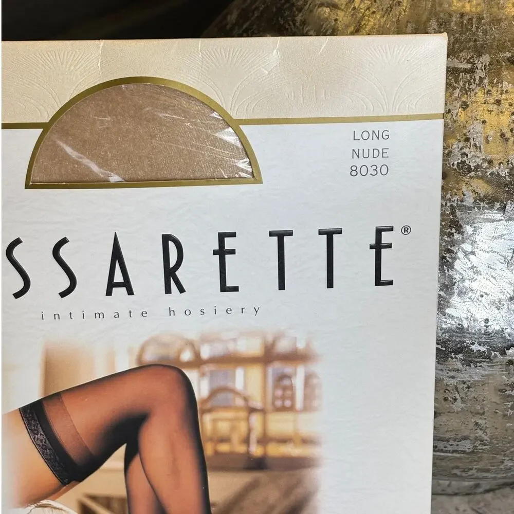 Vassarette Lace Top Thigh High Stockings Nylon Hosiery Nude Vintage Long New